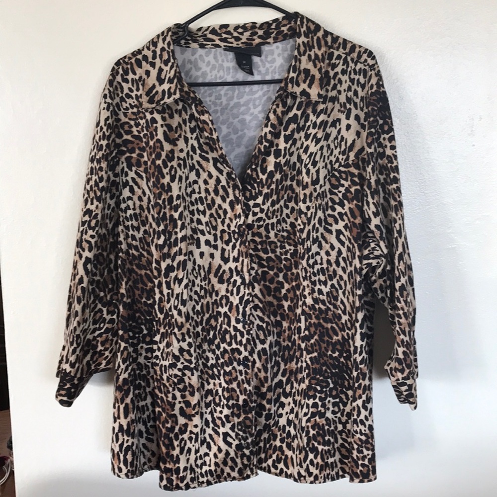 Lane Bryant Leopard print Button up Blouse Size 28